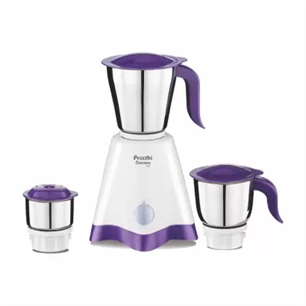 Preethi Crown Pro MG-254 600 Mixer Grinder (3 Jars, White/Purple) (CROWNPRO600W)