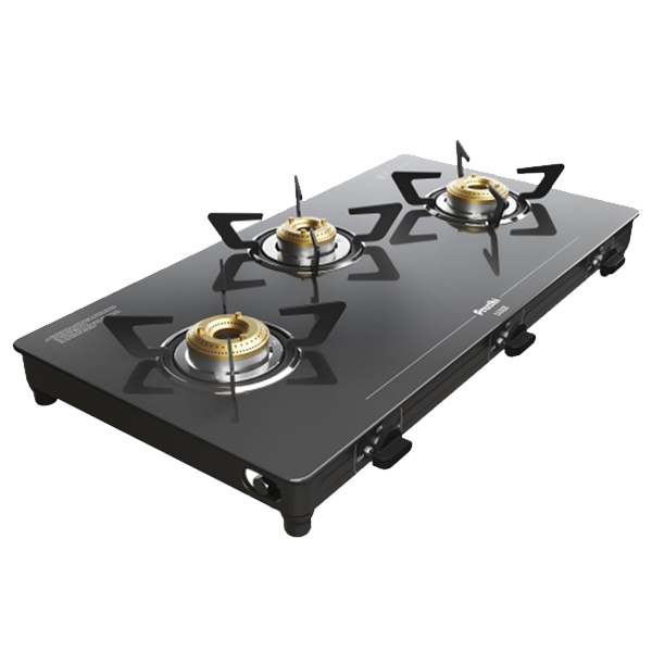 Preethi Luxe 3 Burner Glass Top Gas Stove (Black, LUXE3B)