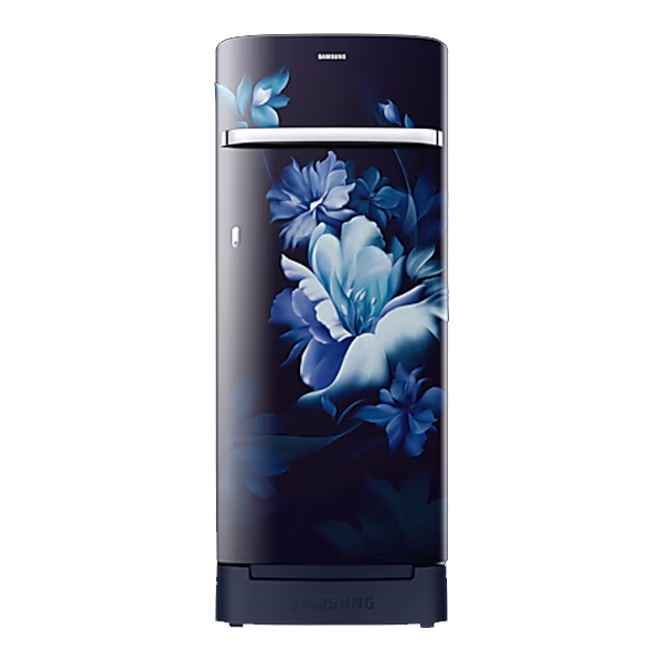 Samsung 215L 5 Star Inverter Direct-Cool Single Door Refrigerator (RR23C2H35UZ,Midnight Blossom Blue) Base Stand Drawer 2023 Model