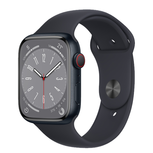 Apple Watch Series 8 45 mm Midnight Aluminum Case with Midnight Sport Band (IWS8GPSCEL45MIDMNK43)