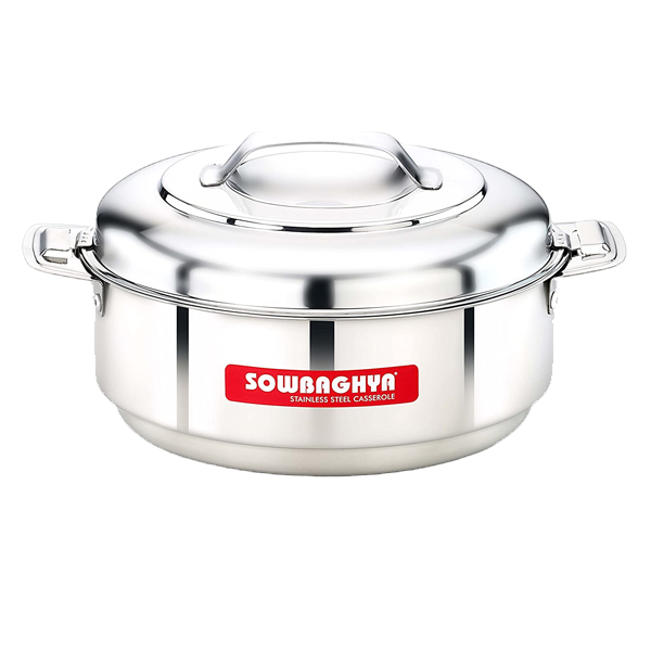 Sowbaghya Stainless Steel Solid Casserole - 1500 ml, Silver Hot Pot for Meal and chapati  (SOWBAGHYASSHP1500ML)