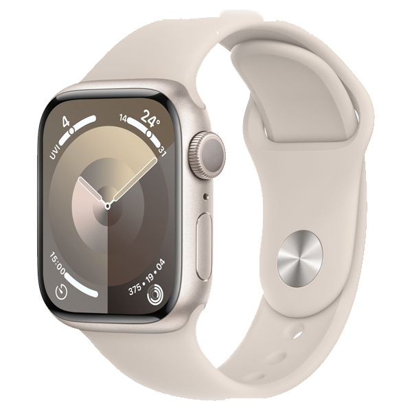 Apple Watch Series 9 (41mm, GPS) Starlight Aluminium Case with Starlight Sport Band - S/M Strap Size (IWS9GPS41MMSTALMR8T3)