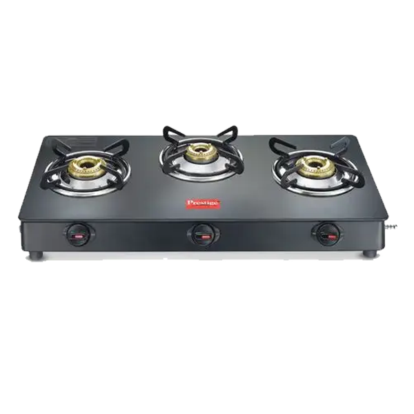 Prestige Magic Plus LP Gas Stove with 3 Brass Burner, Black (3BLPGMAGICPLUS)