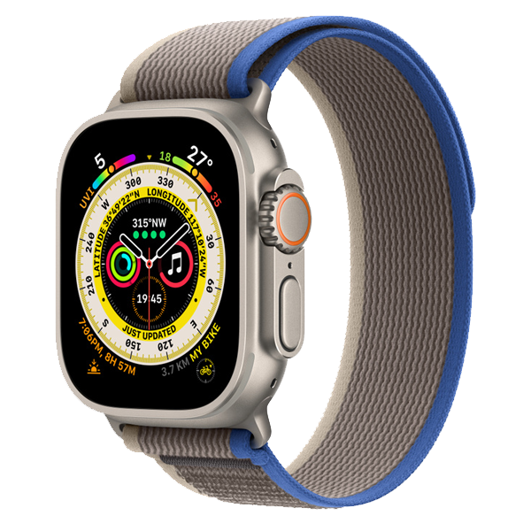 Apple Watch Ultra 49 mm Titanium Case with M/L Blue/Grey Trail Loop (GPS + Cellular) (IWULTRAGPSCEL49MMTBG)