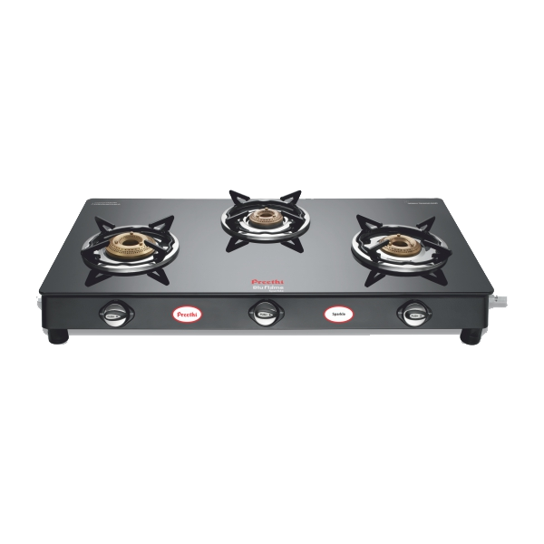 Preethi Sparkle 3 Burner Glass Top Gas Stove (SPARKLE3BBATI)