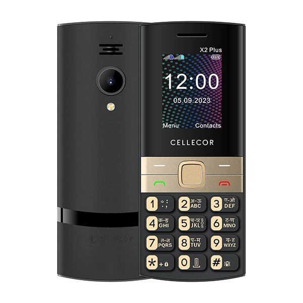 CELLECOR X2+ Dual Sim Feature Phone with 1000 mAH with Torch Light, Wirelss FM and Rear Camera (CELLX2PLUS)