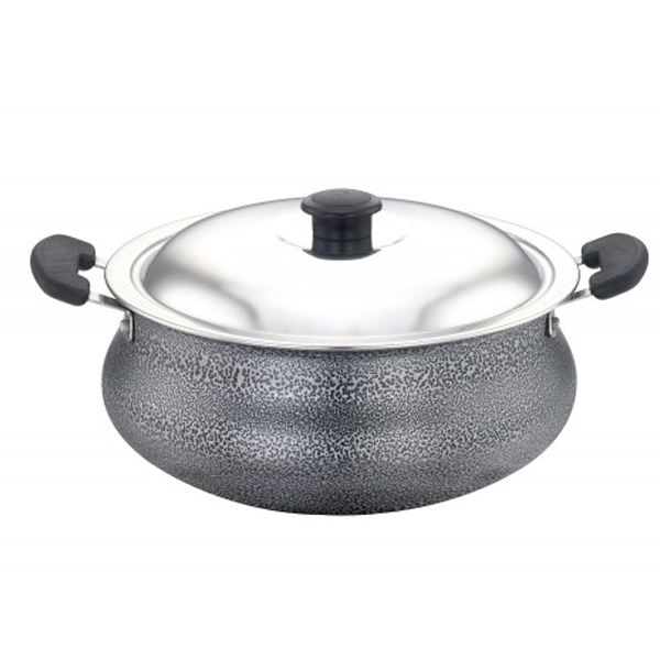 SOWBAGHYA Aluminum Biriyani Pot With Lid, 3 L (Black) (NSBIRIYANIPOTSSLID3L)