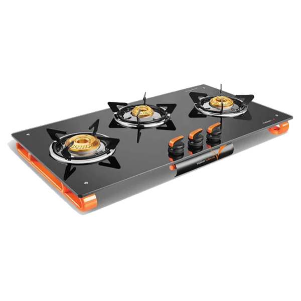 Vidiem AIR Plus Glass Automatic Gas Stove  (3 Burners) (VIDIEMAIRPLUS3BAI)