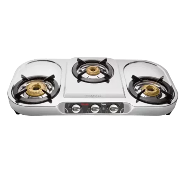 Preethi Blu Flame Topaz Stainless Steel Manual Gas Stove (TOPAZ3B)