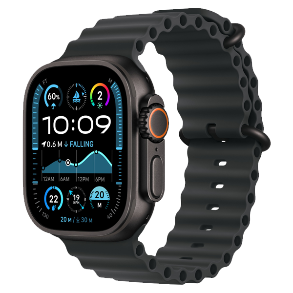 Apple Watch Ultra 2 GPS + Cellular 49mm Black Titanium Case with Black Ocean Band (IWU2CEL49BLKTIMX4P3)