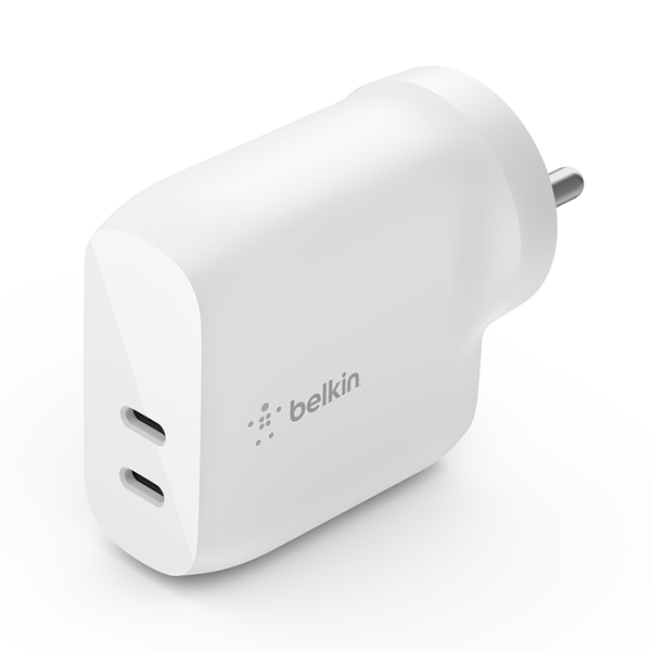 Belkin Fast Charging,Universally Compatible Dual port USB-C 40W Charger (BELWA40WDUALUSBC)