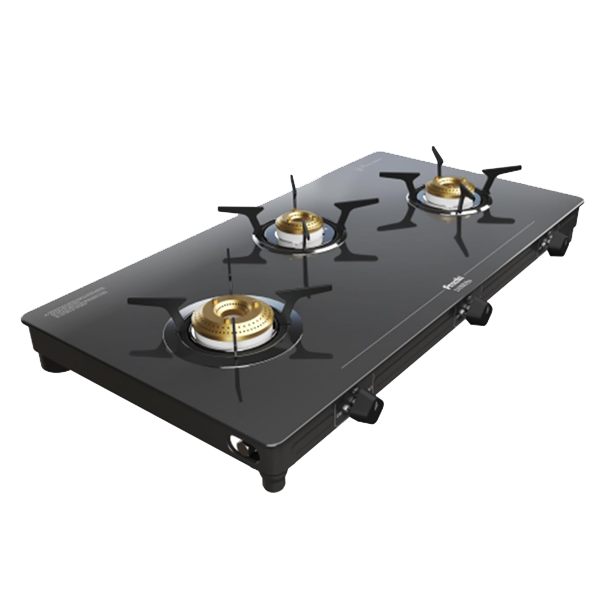 Preethi Luxe Pro 3 Burner Glass Top Gas Stove Black (LUXEPRO3B)