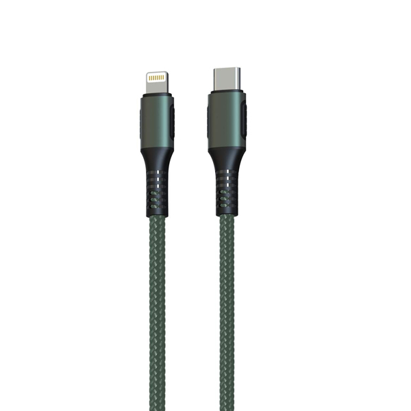 Portronics Konnect CL 18W POR-1067 Type-C to 8 Pin USB 1.2M Cable with Power Delivery & 3A Quick Charge Support, Nylon Braided for All Type-C and 8 Pin Devices (PORTCCKLPOR1067)