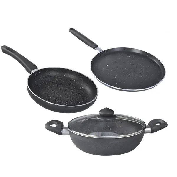 Prestige Omega Deluxe Build Your Kitchen 3 Pc Non-Stick (Black) - Induction Bottom Cookware Set  (Iron, 3 - Piece) (OMEGADLXBUILDKITCHEN)