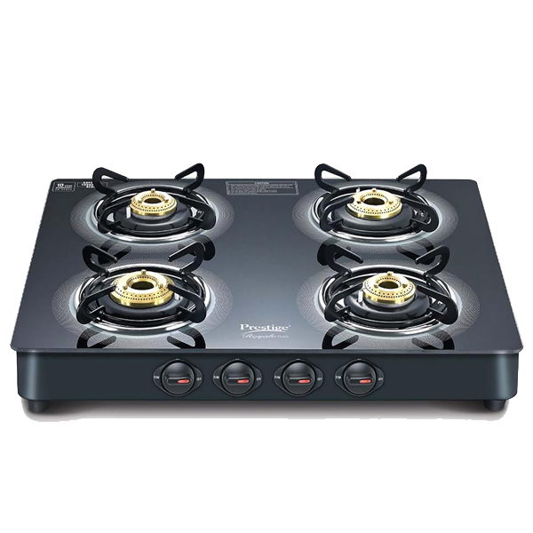 Prestige Royale Plus GT 04 Toughened Black Glass Top Gas Stove (ROYALEPLUSGT04L)