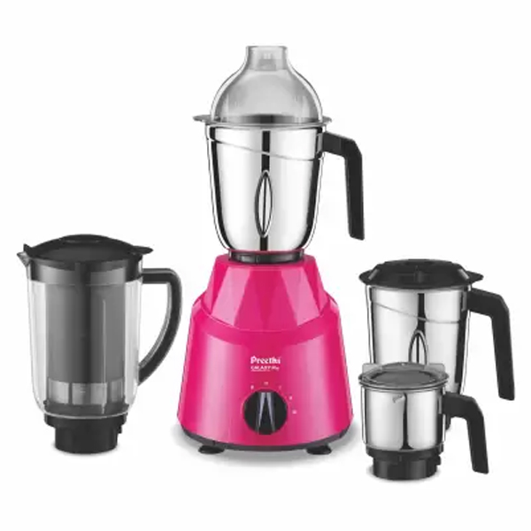 Preethi Galaxy Plus MG 250 - Super Extractor Juicer Jar, Vega W5 Motor, 750 Juicer Mixer Grinder (4 Jars, Pink/Black) (GALAXYPLUS750W)