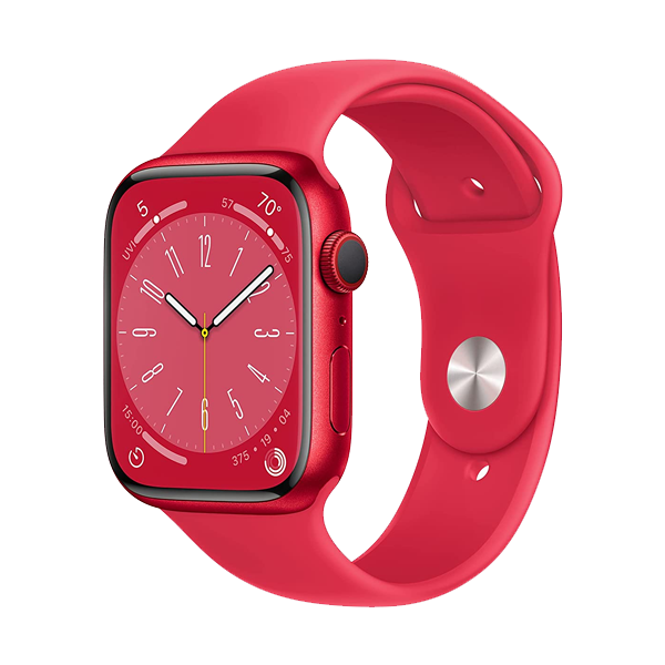 Apple Watch Series 8 45 mm Red Aluminium Case with Red Sport Band (GPS + Cellular, IWS8GPSCEL45STLMNKA3)