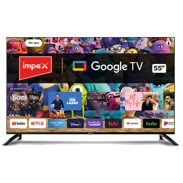 Impex EVOQ 55S4RL 55 Inches Ultra HD Google TV (Storage Memory 16GB and 2 GB RAM, Black, IMPEXEVOQ55S4RL)