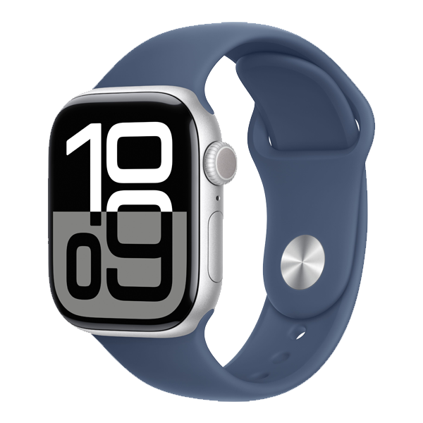 Apple Watch Series 10 GPS Silver Aluminium Case with Sport Band M/L (Denim, 46 mm, IWS10GPS46SILALMWWM3)