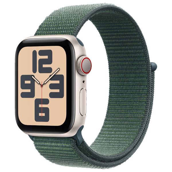 Apple Watch SE GPS Starlight Aluminium Case with Lake Green Sport Loop (40 mm, IWSEGPS40STLALMXEH3)