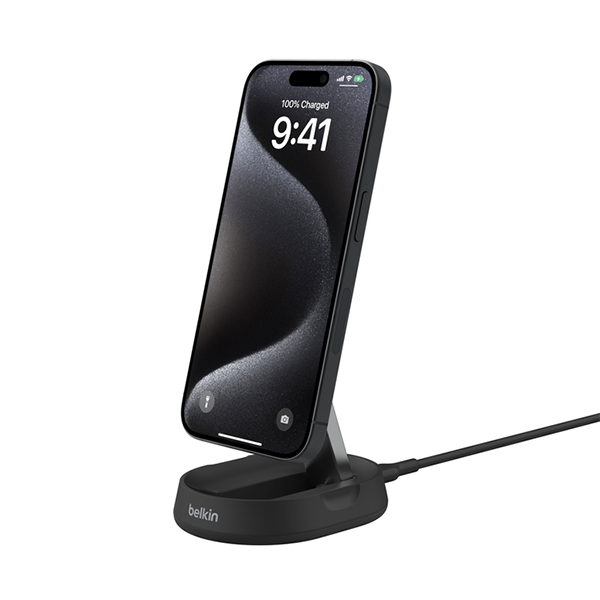 Belkin BoostCharge Pro Adjustable Magnetic 15W Charging Stand, MagSafe-Compatible Qi2 Wireless Charger, Magnetic Charging Dock (BELWCQI215W)