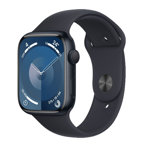 Apple Watch Series 9 (45mm, GPS) Midnight Aluminium Case with Midnight Sport Band - M/L Strap Size (IWS9GPS45MMMIALMR9A3)