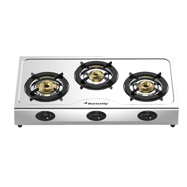 Butterfly Bolt 3B Gas Stove, Silver (3BBOLTSHAKTILPGSS)