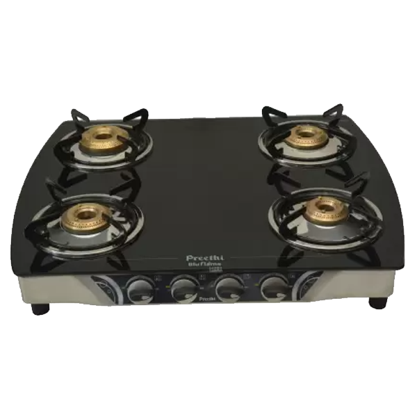 Preethi Blu Flame Jumbo Glass top 4 Burner Gas Stove (JUMBO4BSSBATI)