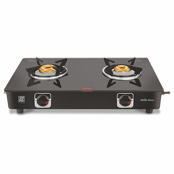 Vidiem Edge Shine 2 Burner Glass Manual Gas Stove (2 Burners) (VIDIEMEDGESHINE2B)