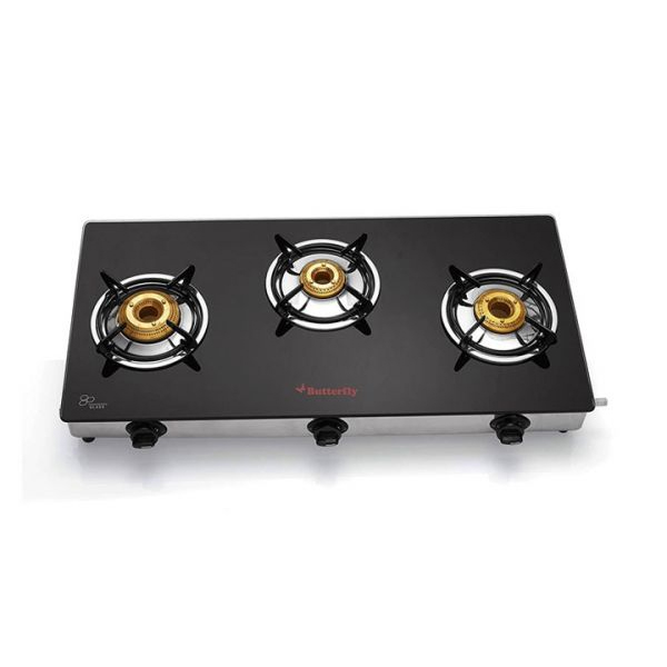 Butterfly 3 Burner Glass Manual Gas Stove (3BRADIANTJUMBOGT)