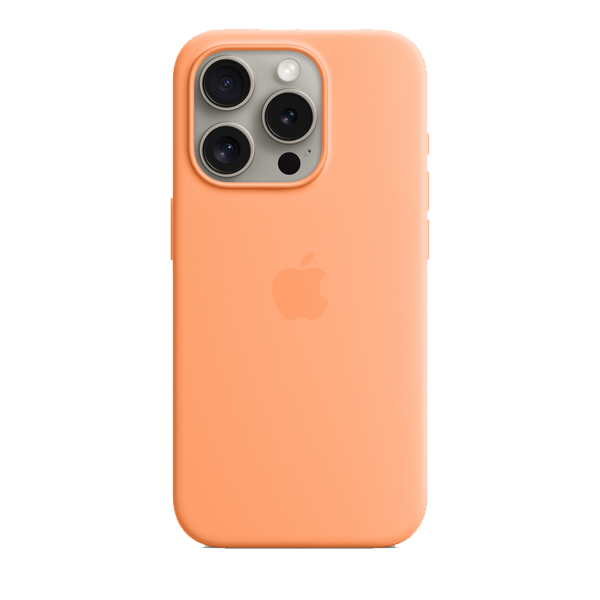 Apple iPhone 15 Silicone Case with MagSafe - Orange Sorbet (IP15SIMSOSMT0W3)