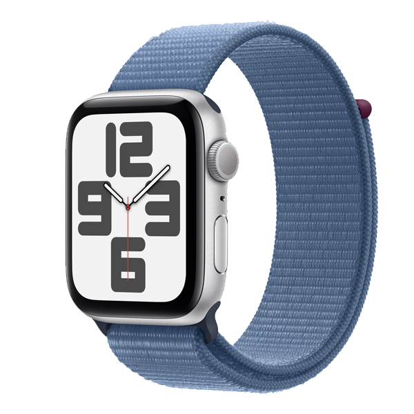 Apple Watch SE (44mm, GPS) Silver Aluminium with Winter Blue Sport Loop (IWSEGPS44MMSIALMREF3)