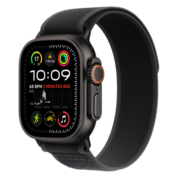 Apple Watch Ultra 2 GPS + Cellular Black Titanium Case with Trail Loop M/L (Black, 49mm, IWU2CEL49BLKTIMX4V3)