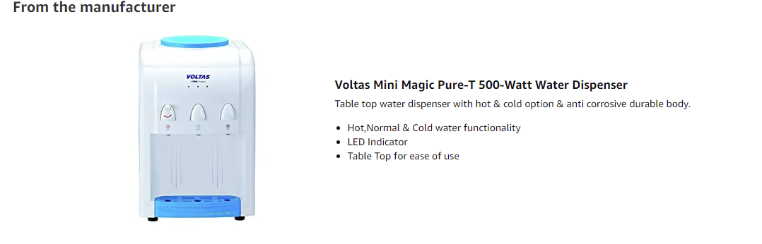 Voltas Pure T Bottled Water Dispenser (MINIMAGICPURE-T)