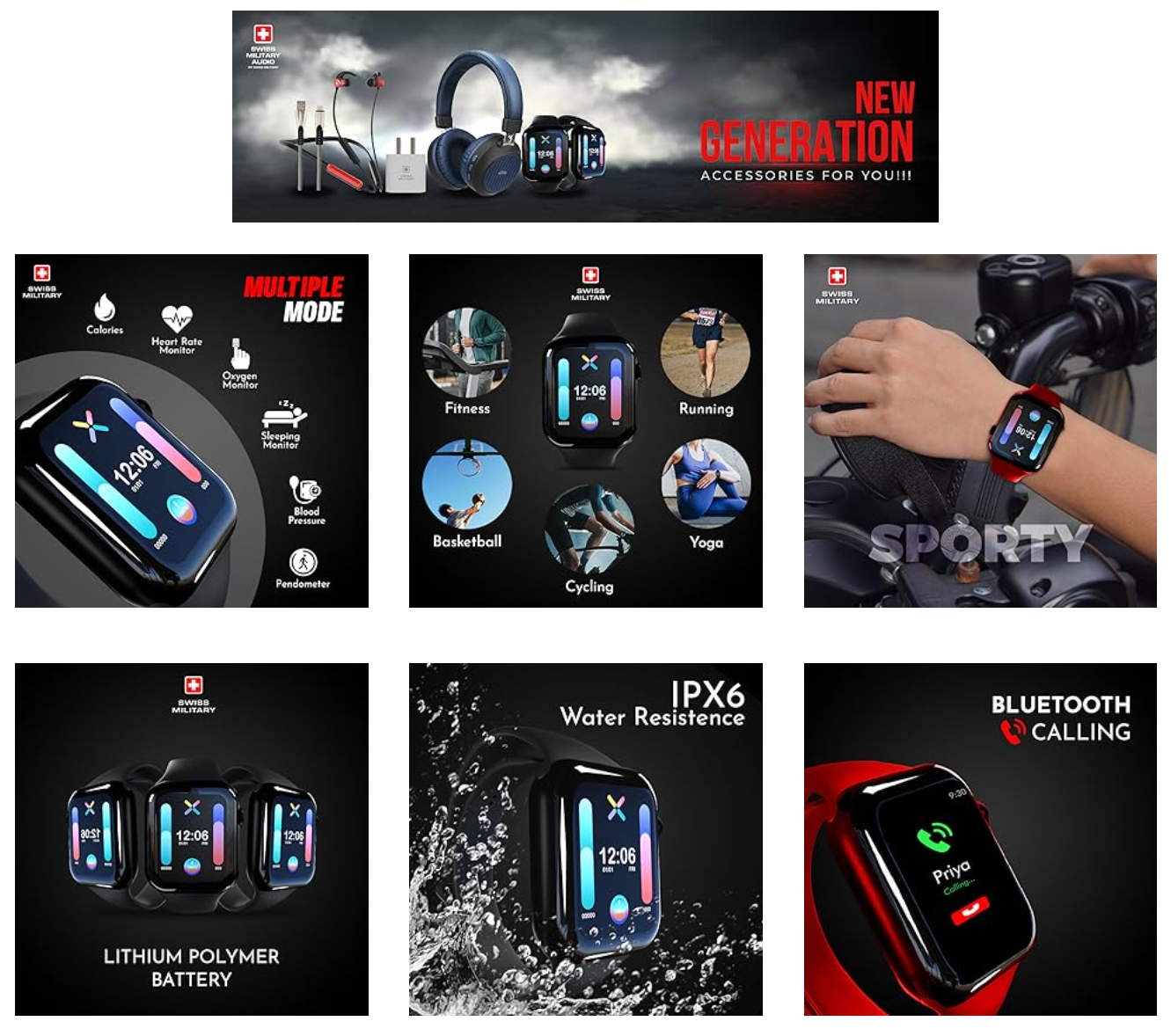 SWISS MILITARY Ankaa  Smartwatch  (Black Strap) (SMSWANKAA11)