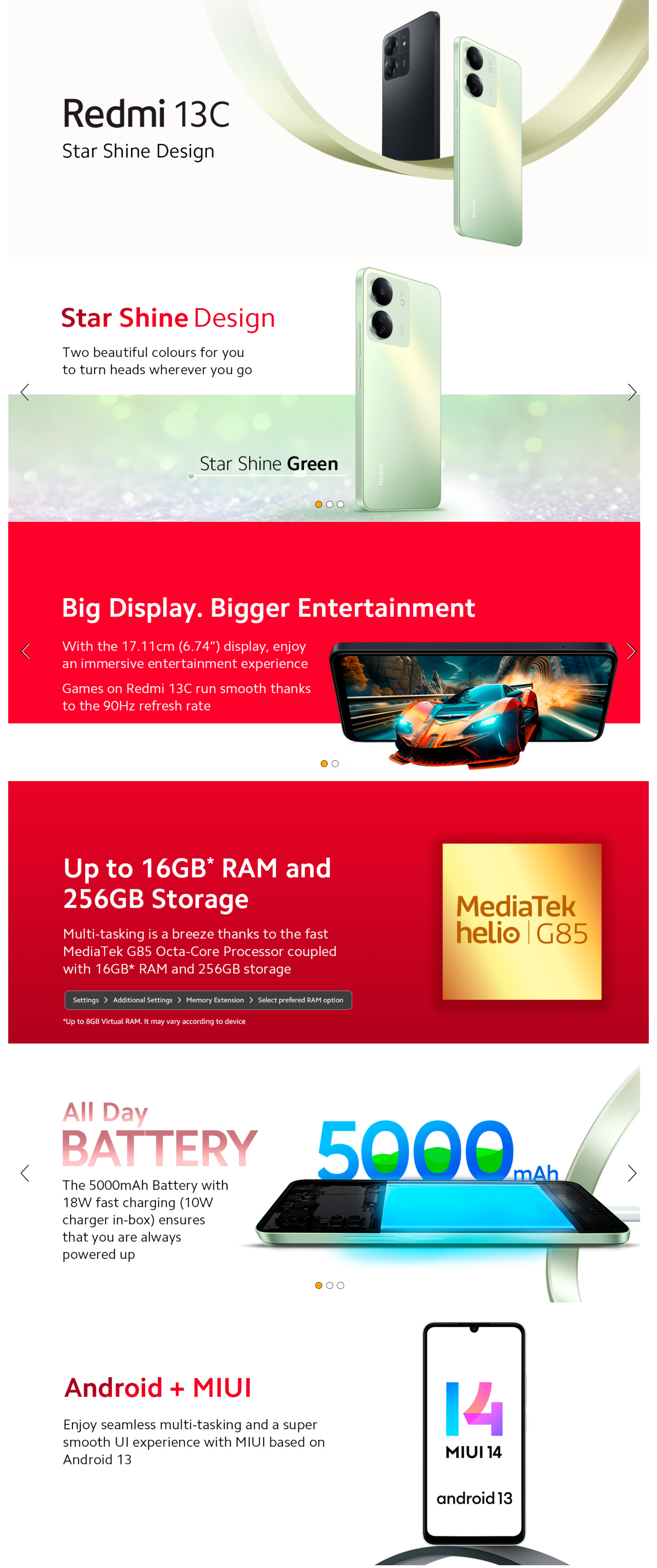 REDMI 13c 5G (128 GB) (6 GB RAM) (R13C5G6128GB)