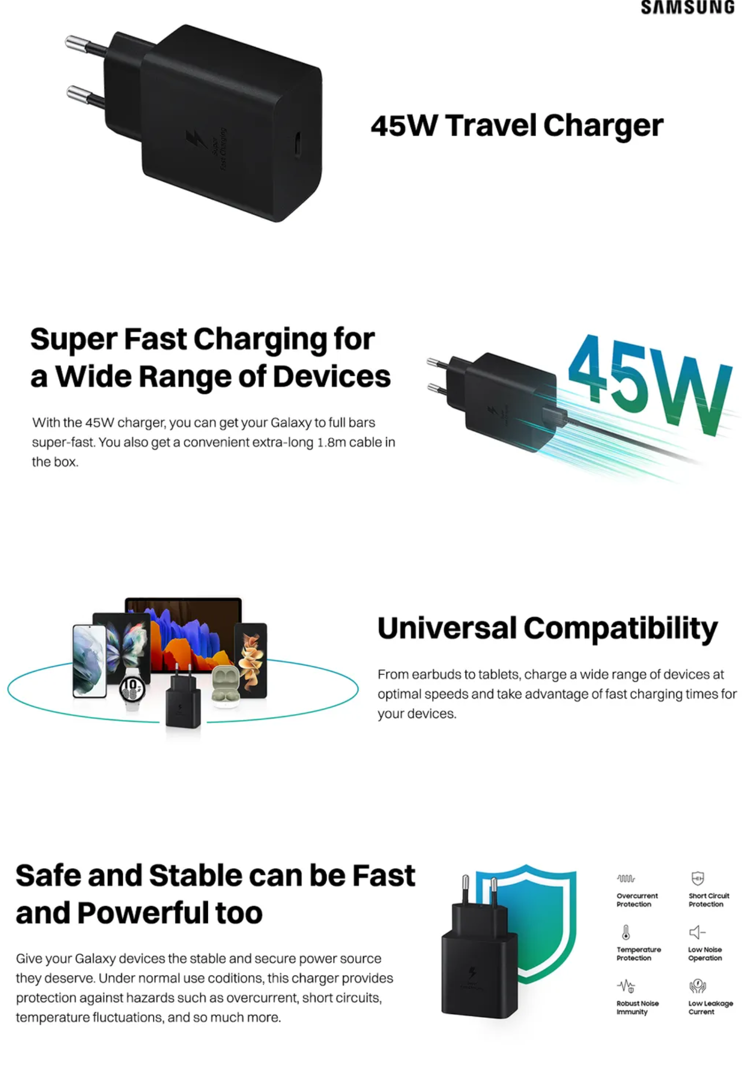 SAMSUNG TRAVEL ADAPTER EP T4511X 45W WITH CABLE (SAMEPT4511X)