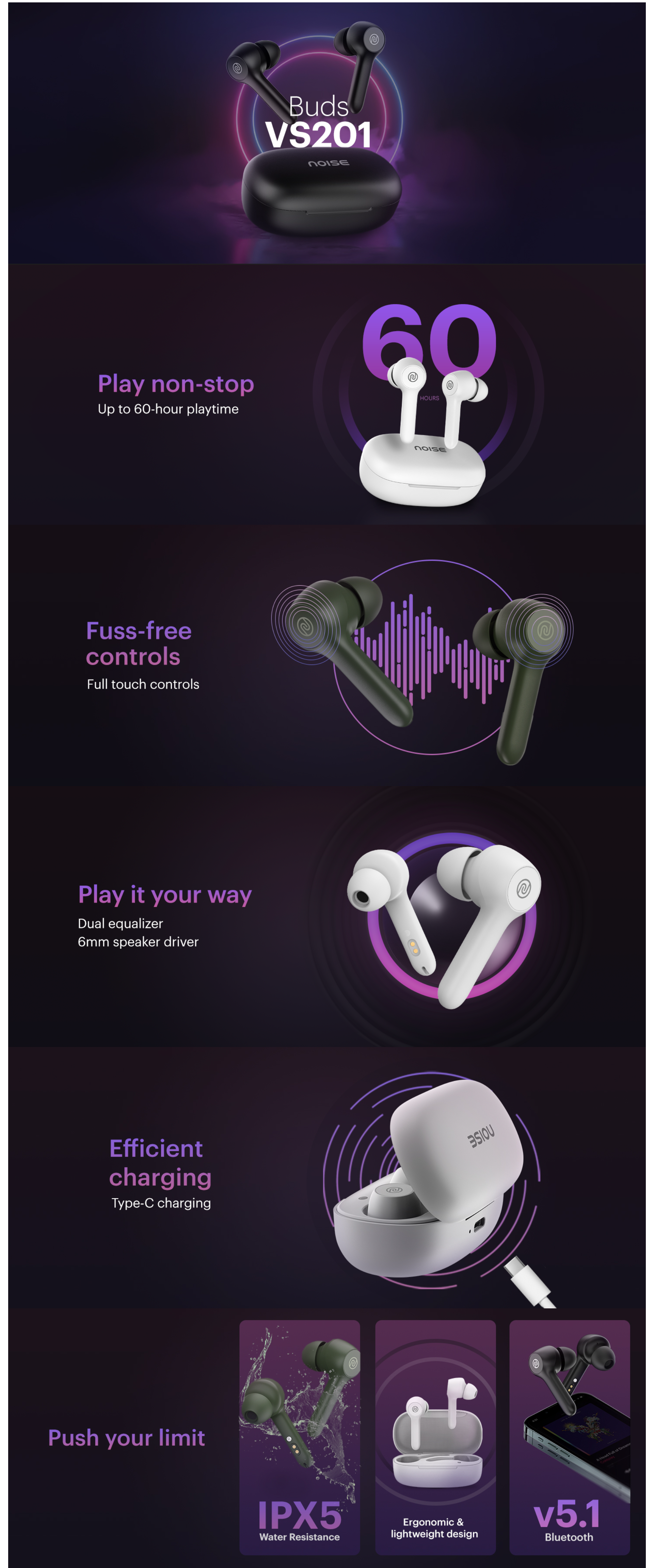 noise Buds VS201 TWS Earbuds with Noise Isolation (NOISEEBTWSBUDSVS201)