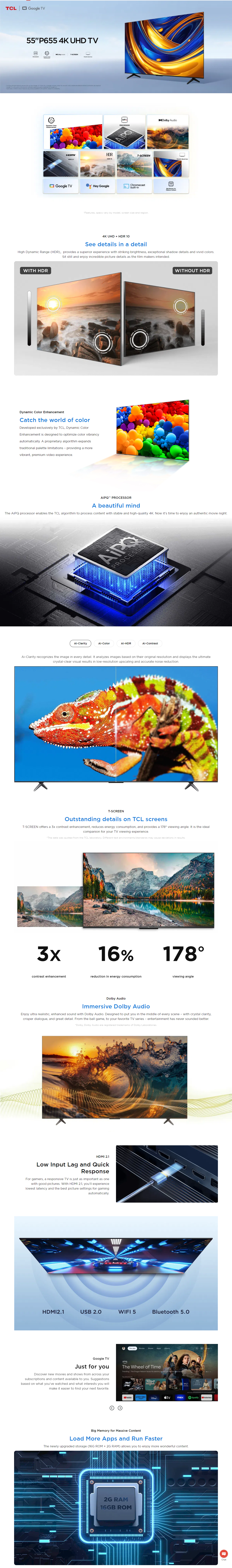 TCL P655 140 cm 55 inch 4K Ultra HD TV (TCL55P655)