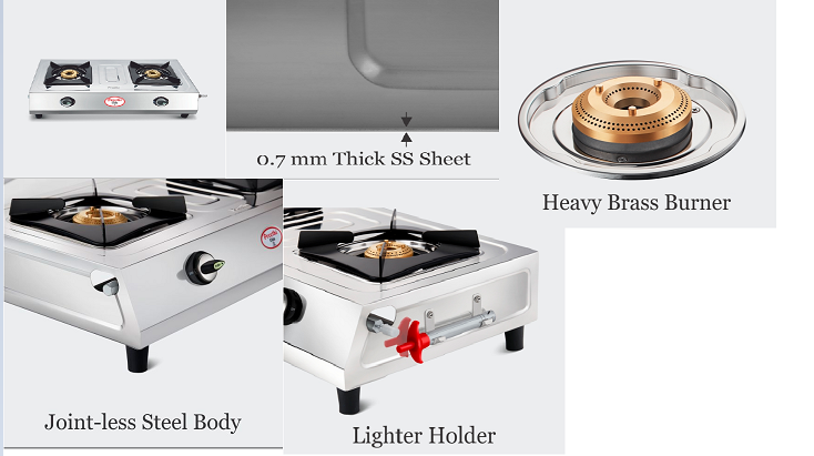 Preethi Elda Stainless Steel 2-Burner Gas Stove (ELDASSGS2B)