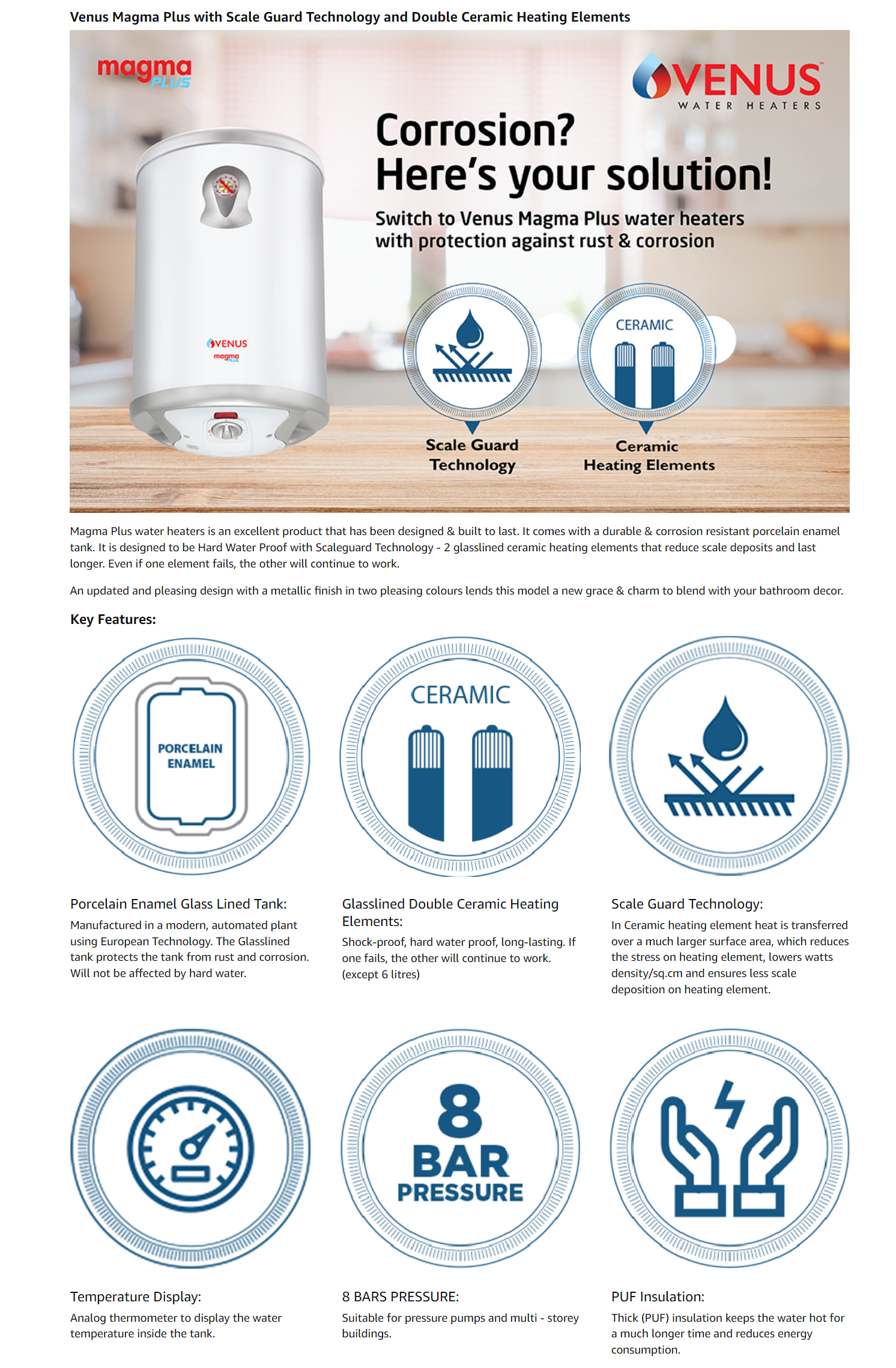 VENUS 15L VERTICAL-15GV MAGAMA PLUS WATERHEATER (15LVERTICAL15GV)