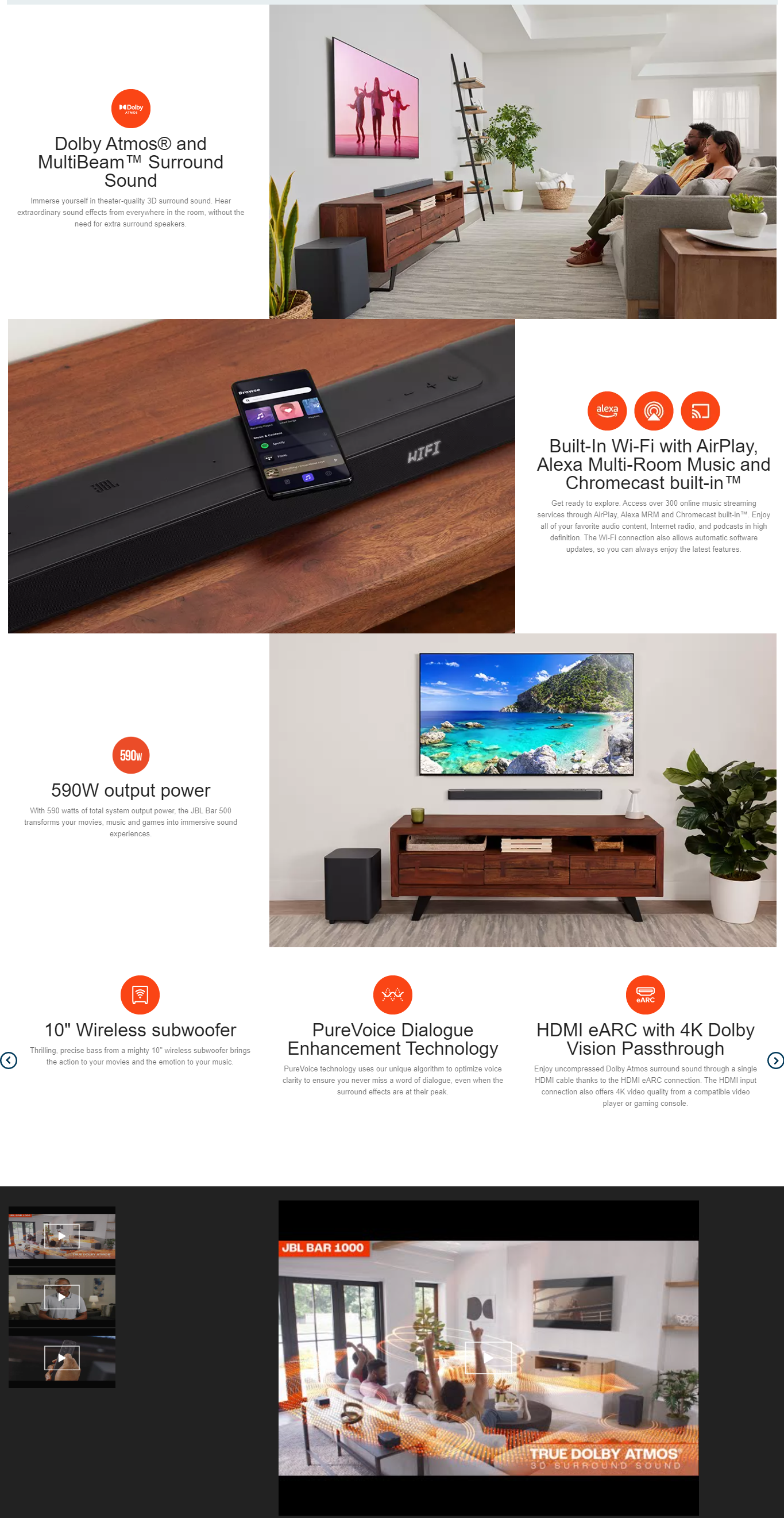 JBL Bar 500 Pro 590W Bluetooth Sound Bar with Remote (Dolby Atmos, 5.1 Channel, JBLBAR500PROBLK)