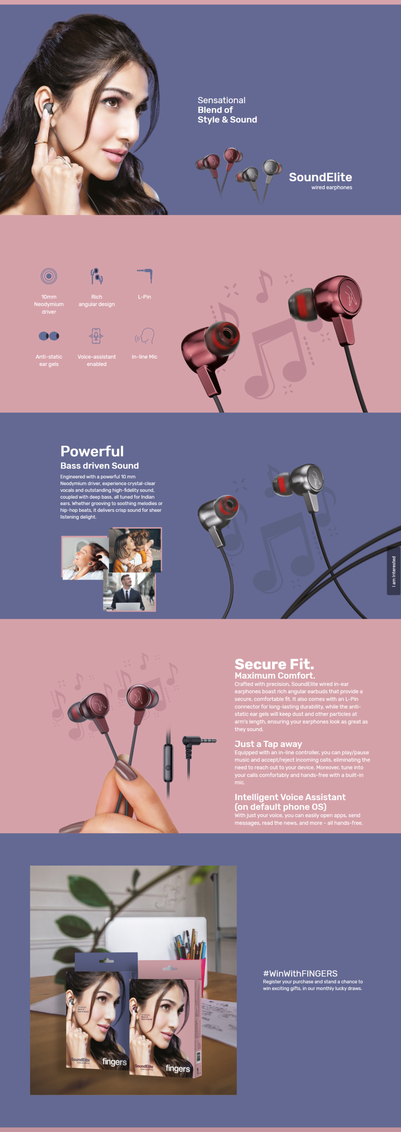 Fingers SoundElite Wired in-Ear Earphones (FINGWEPSOUNDELITE)