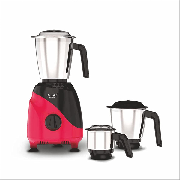 Preethi MG 245 Peppy 750 Mixer Grinder (3 Jars, Black & Red, PEPPY750W)