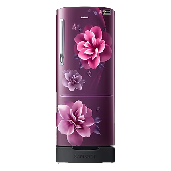 Samsung 183 L, 5 Star, Digital Inverter, Direct-Cool Single Door Refrigerator (RR20D2825CR, Red, Camellia Purple, Base Stand Drawer)