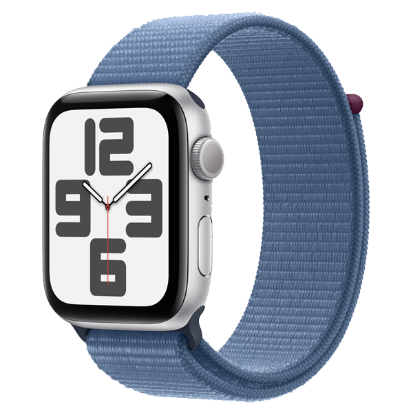 Apple Watch SE (44mm, GPS + Cellular) Silver Aluminium with Winter Blue Sport Loop (IWSECEL44MMSIALMRHM3)