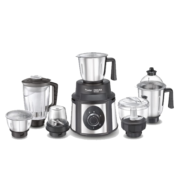 Prestige Endura 1000W Mixer Grinder, 6 Jars (1500 ml, 1000 ml, 1500 ml, 450 ml) (Black, Silver, ENDURA6JAR1000W)